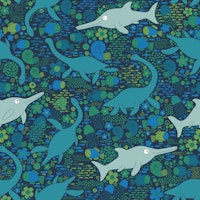 Swimming with Plesiosaurs - green and teal ταπετσαρία