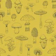 Midnight mushrooms - mustard yellow large