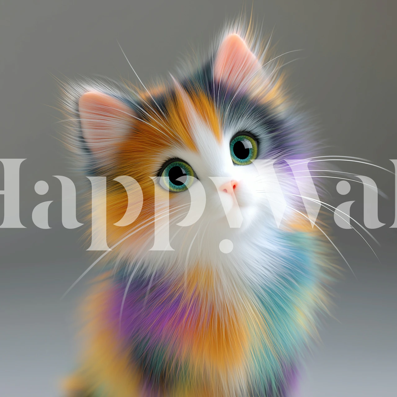 Tapeta Vibrant Rainbow Cat w pokoju