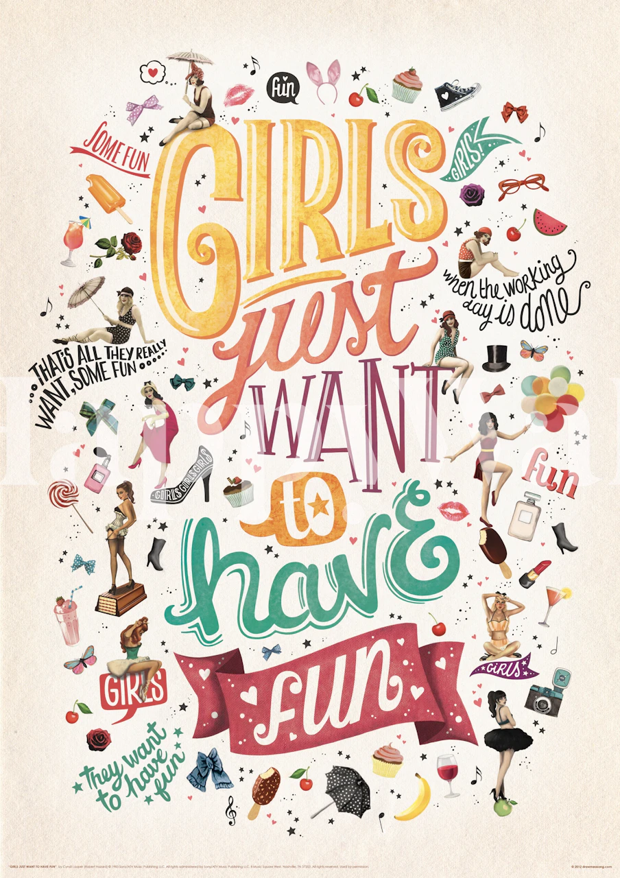 Barevný design tapety se zábavnými prvky