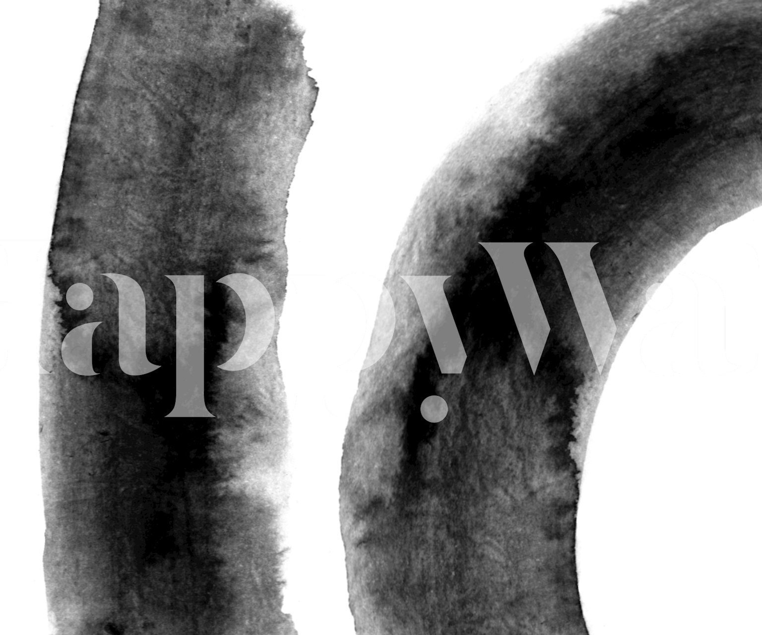 Papel de parede Abstract Ink Brush em um ambiente de quarto