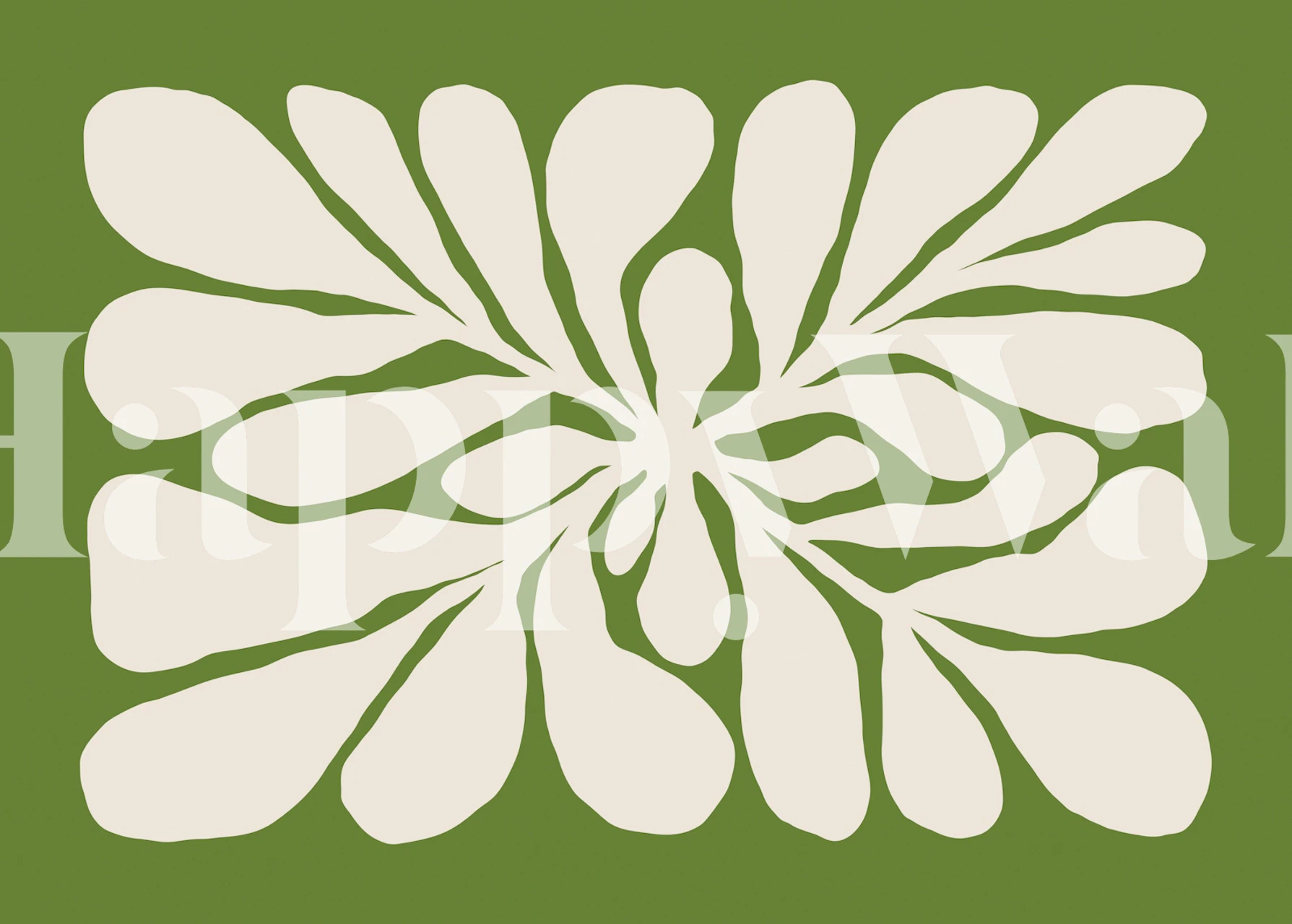 Abstract leaf shaped wallpaper on green