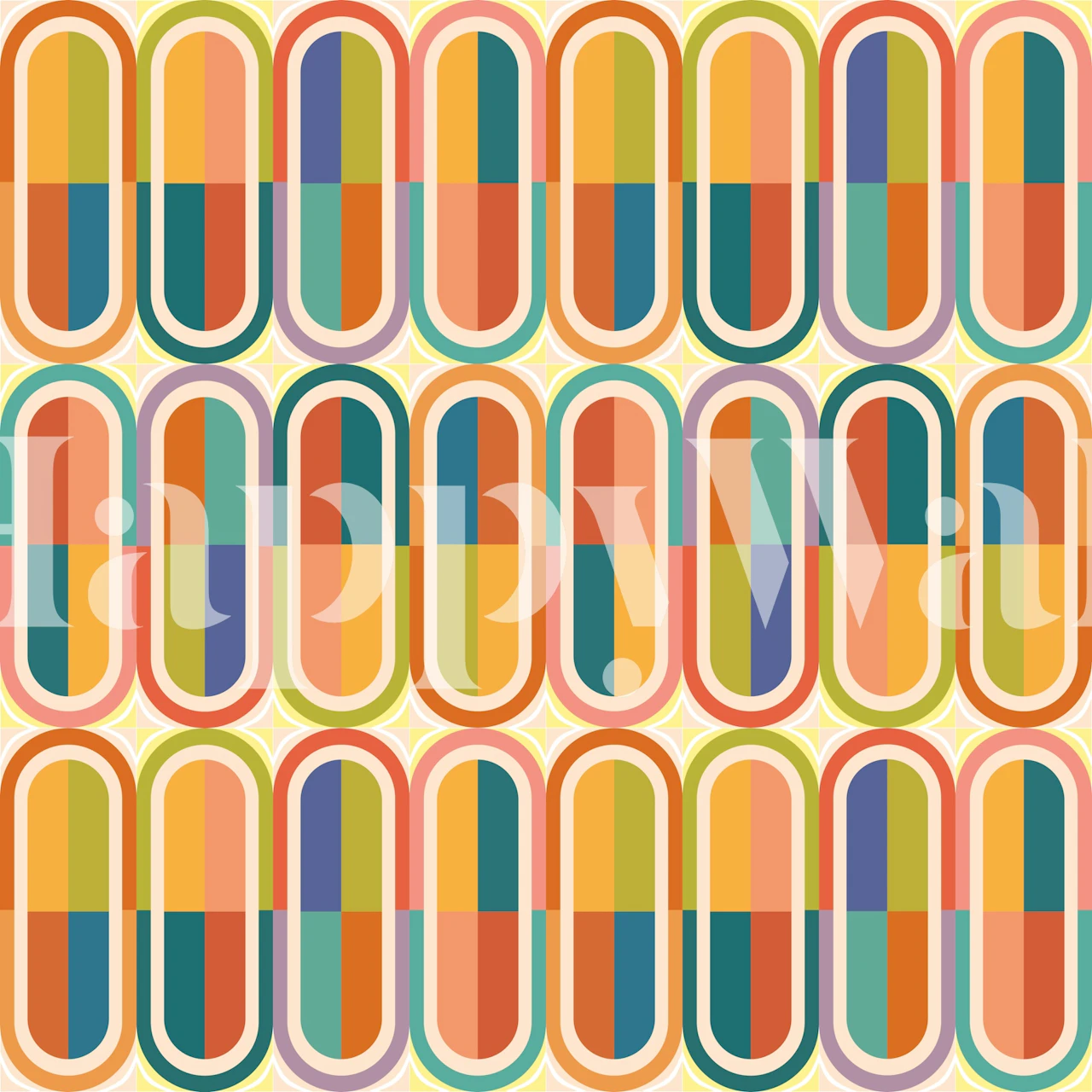 Retro Mod Geometry Tapete in einem Raum