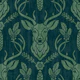Cabincore Forest Deer - Deep Green - Textur L