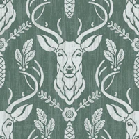 Cabincore Forest Deer - Blue Green - Textur L tapetit
