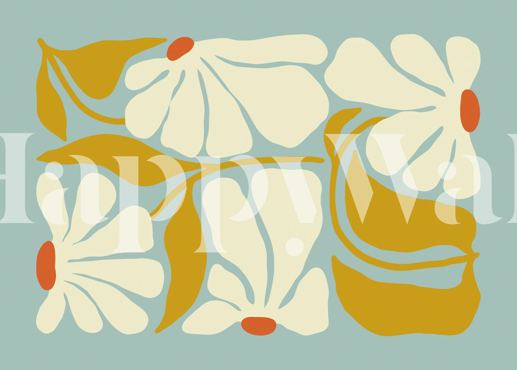 Retro Daisy Blooms tapet i et rom