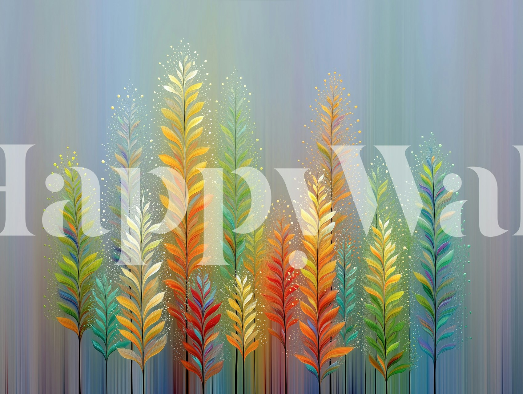 Abstract Colorful Forest wallpaper in a room