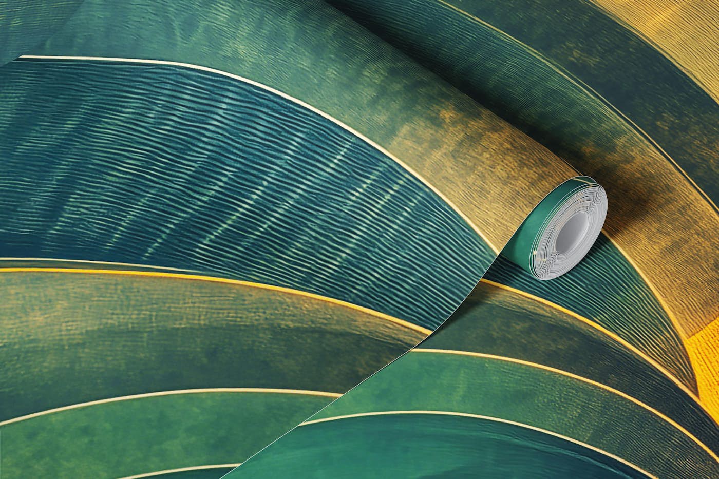 Abstract Swirl in Gold and Blue wallpaper roll