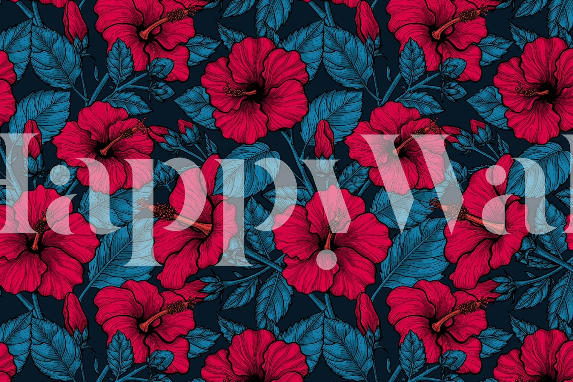 Red hibiscus flowers projekt tapety