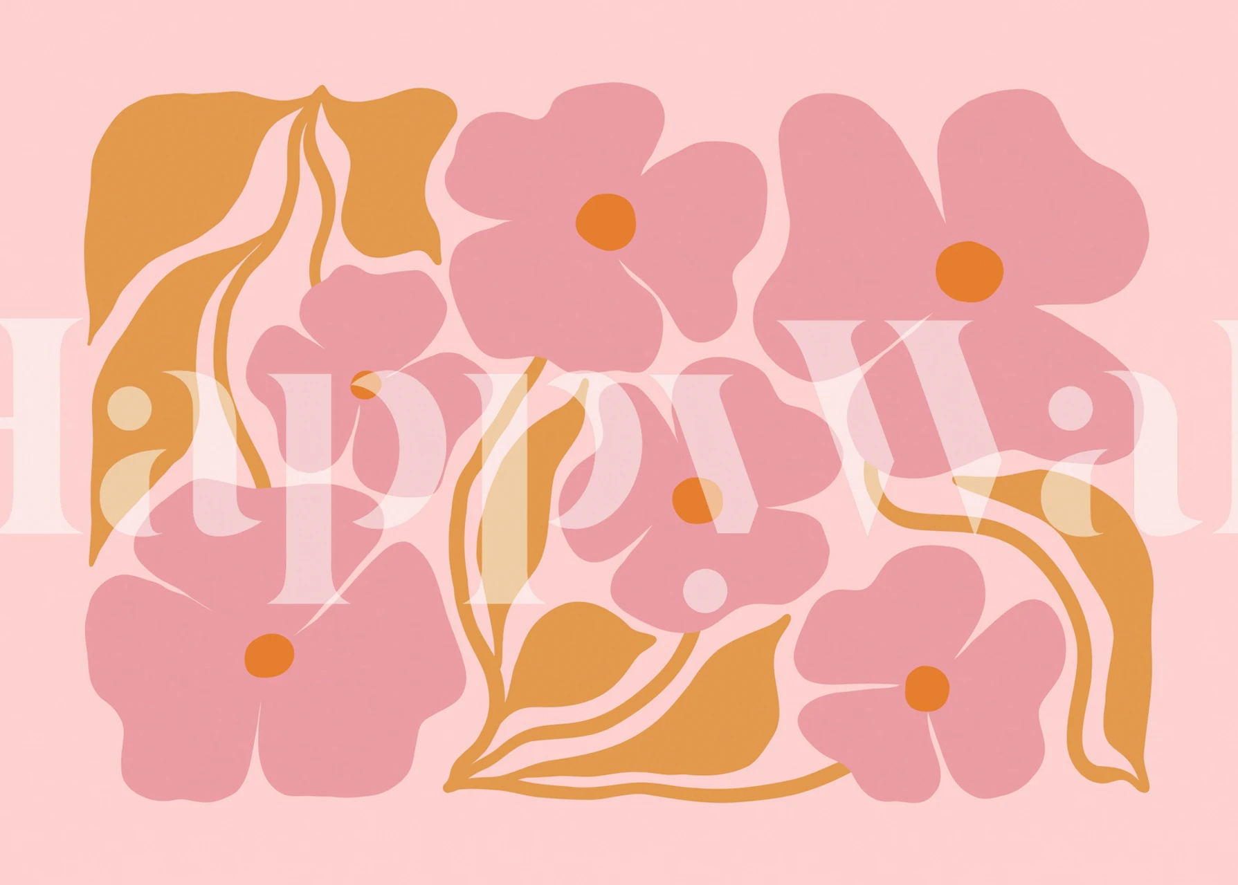 Pink Bloom Delight modern abstract wallpaper in a room