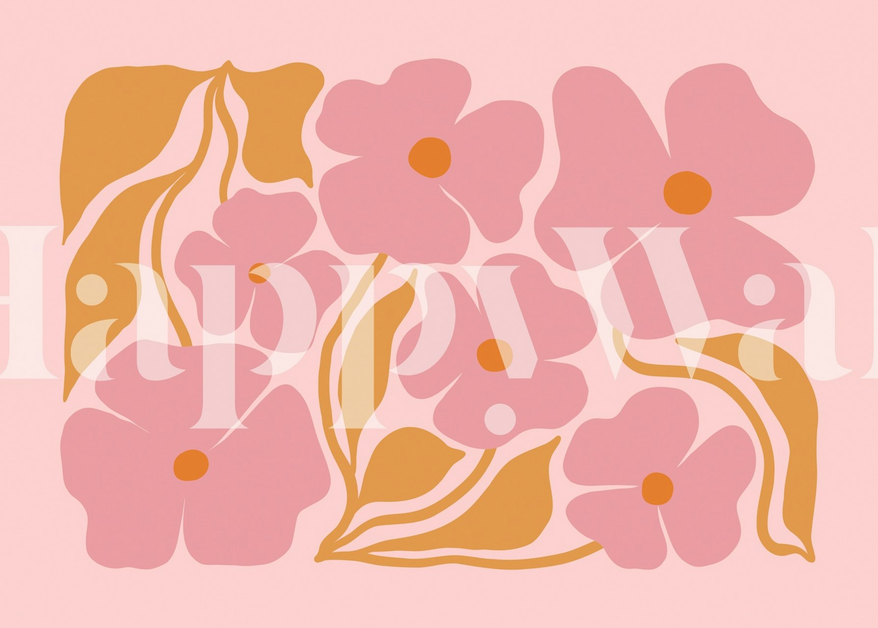 Pink Bloom Delight moderní abstraktní tapeta v místnosti