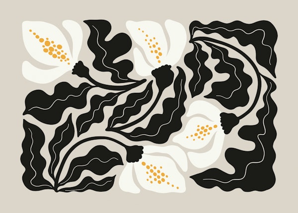 Abstract Floral Flow on Soft Beige