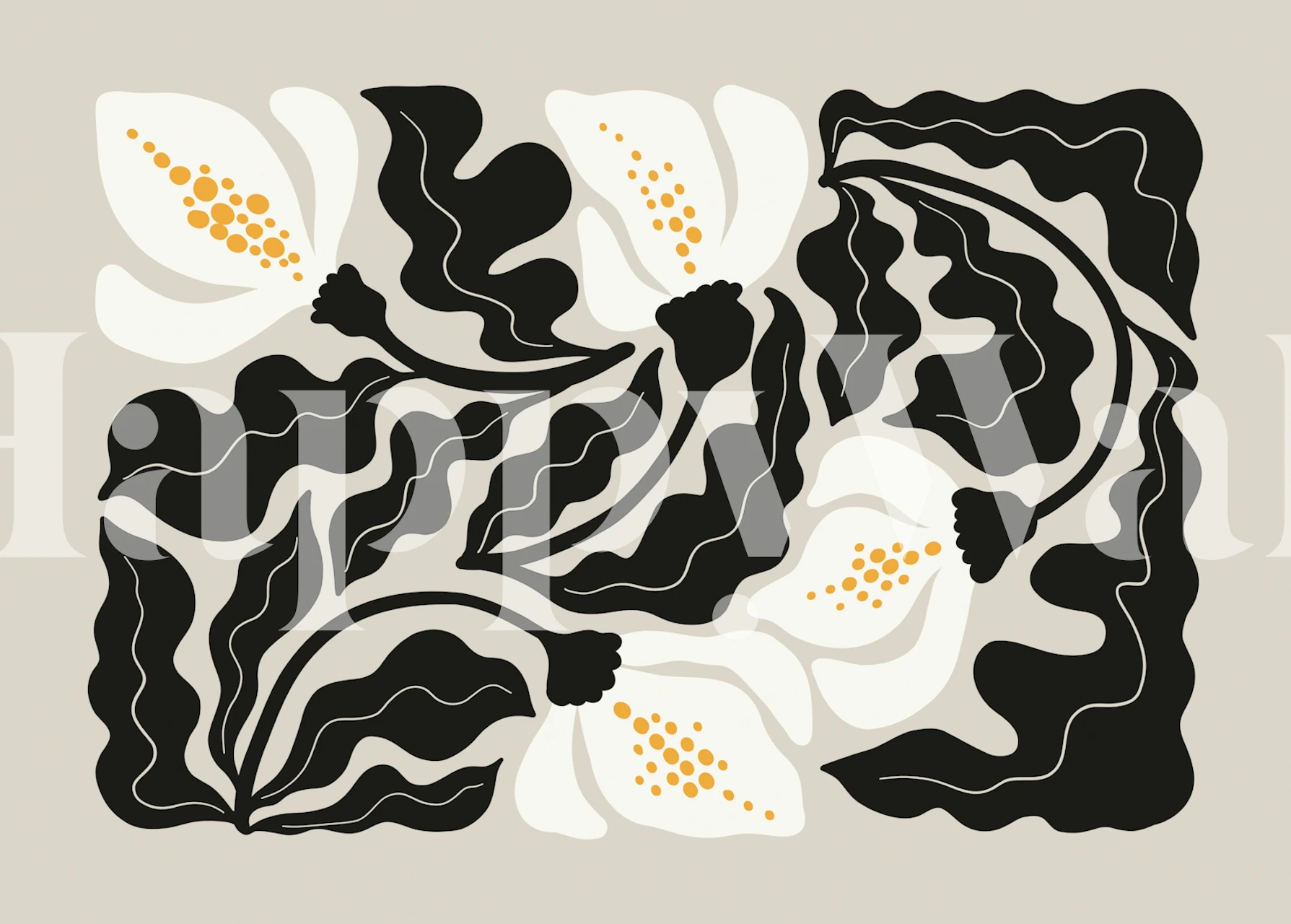 Abstract Floral Flow wallpaper i et stilfullt rom