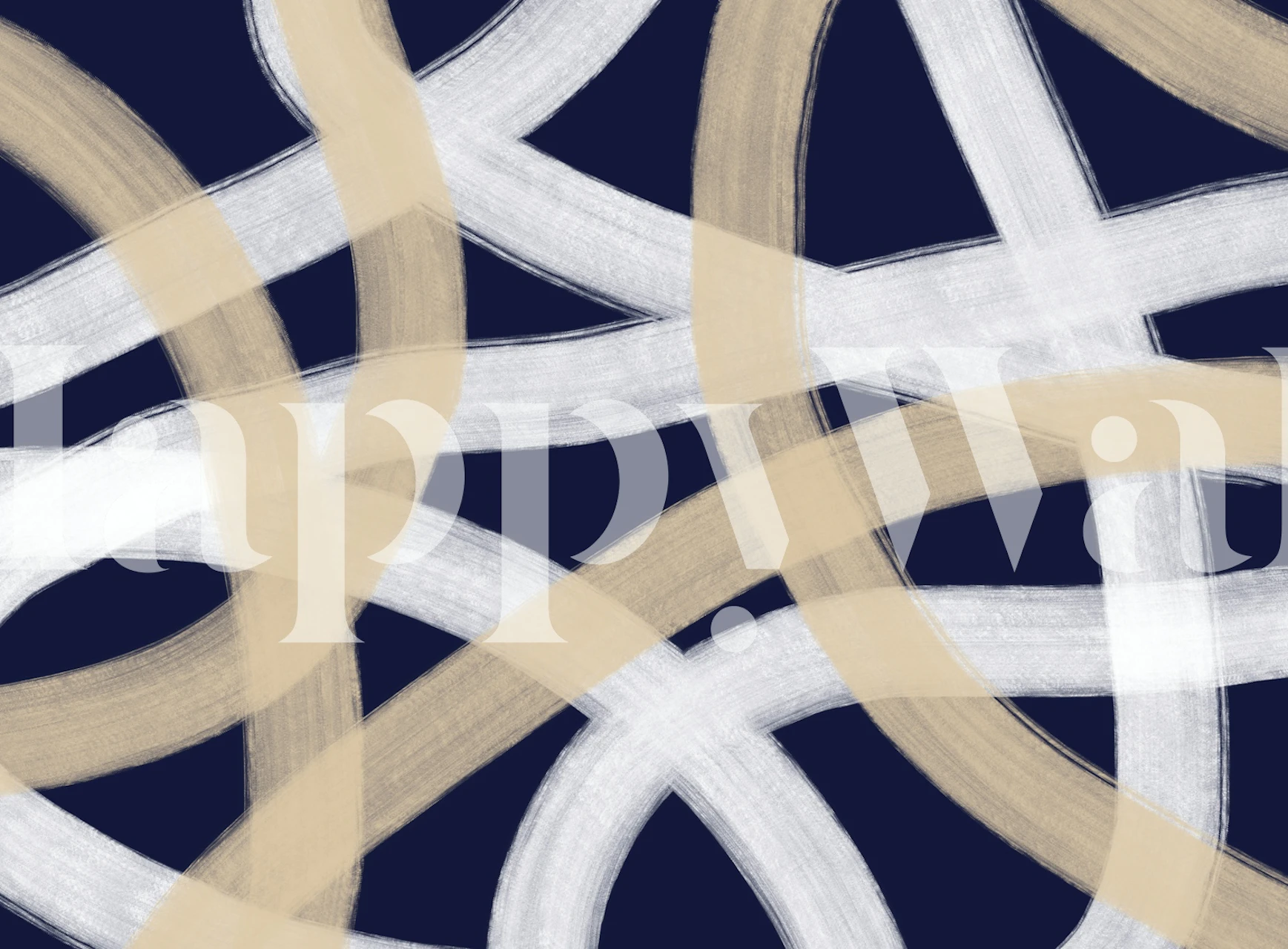 Blue and beige swirling lines on dark background wallpaper