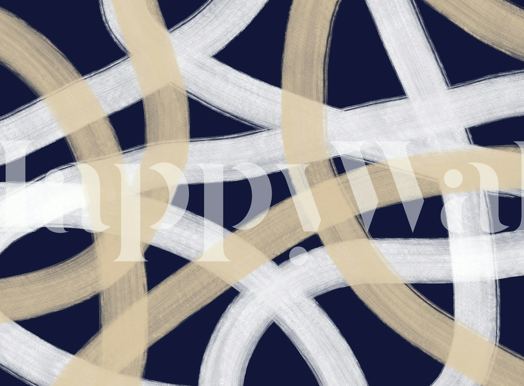 Blue and beige swirling lines on dark background wallpaper