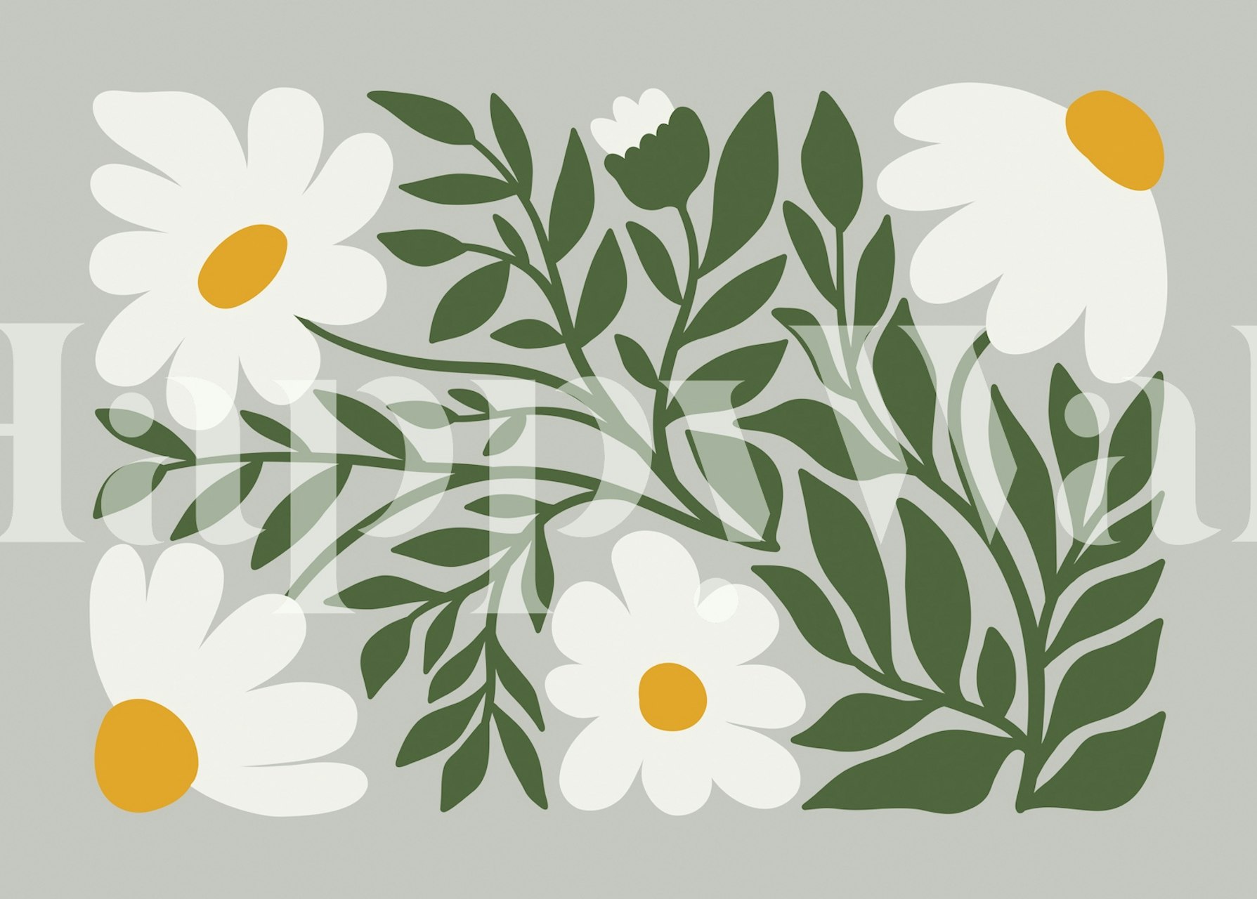 Moderní abstraktní květinová tapeta v pokoji