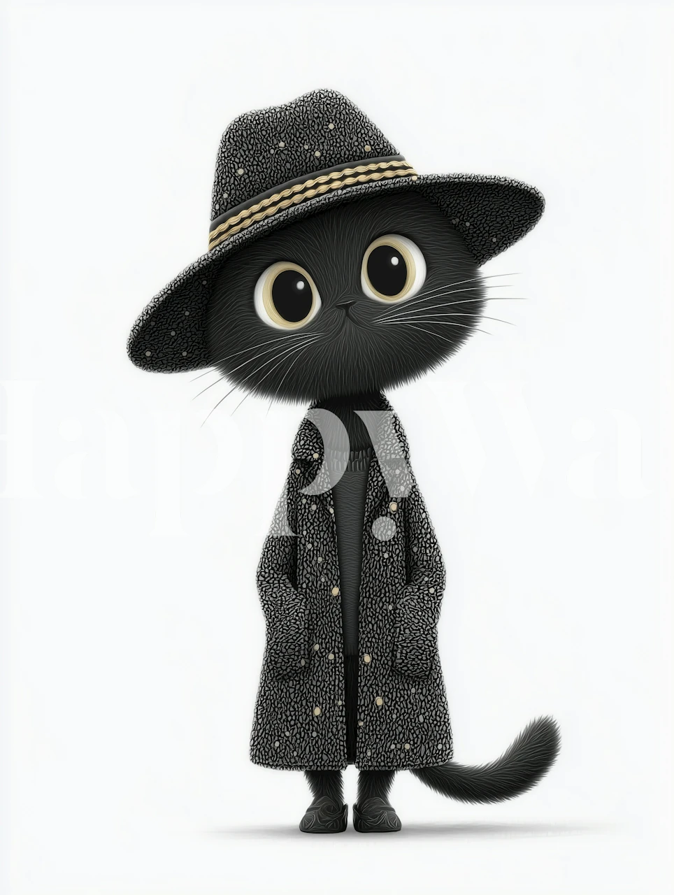 Cute cat in trendy attire wallpaper design