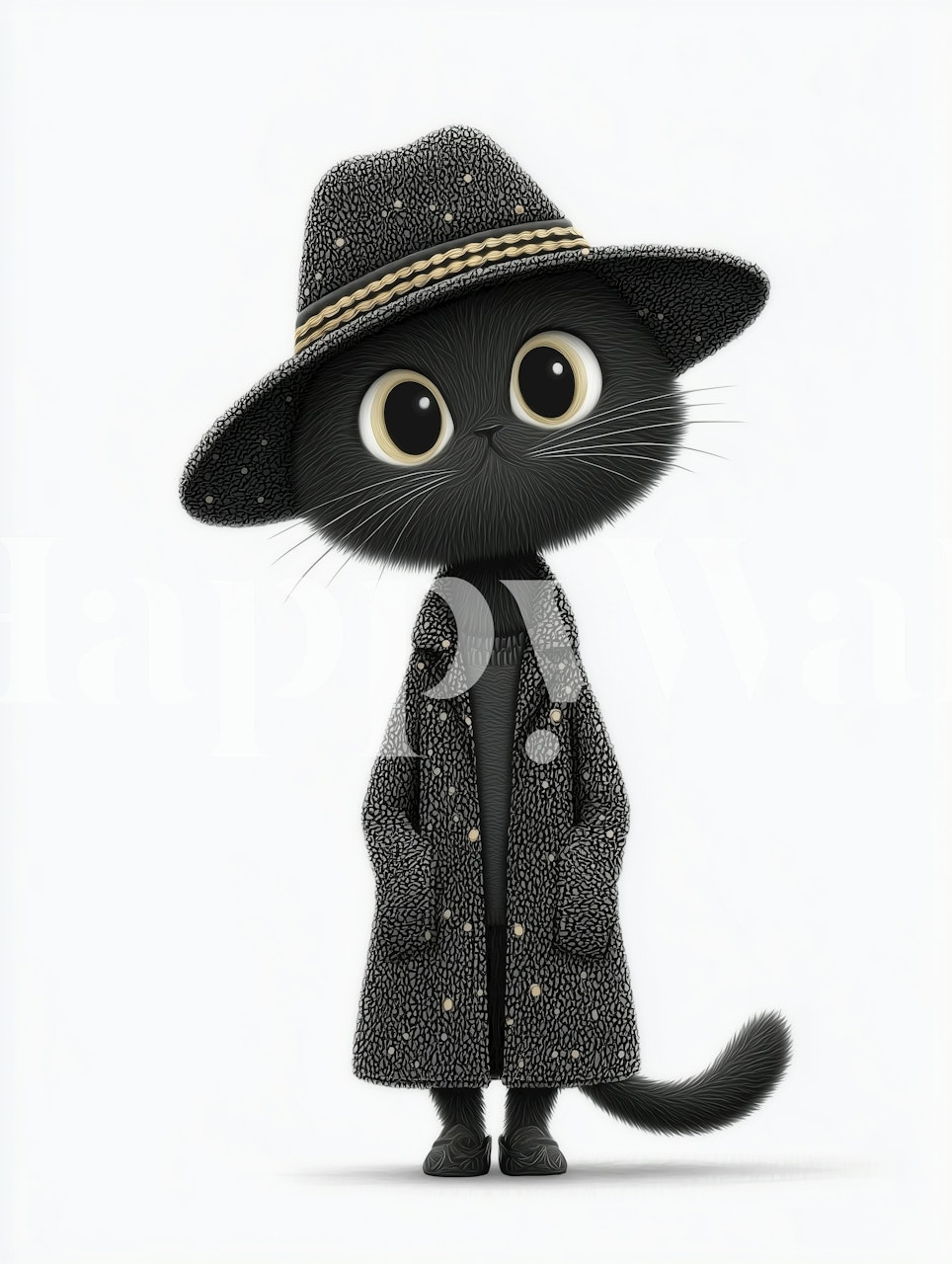 Cute cat in trendy attire wallpaper design