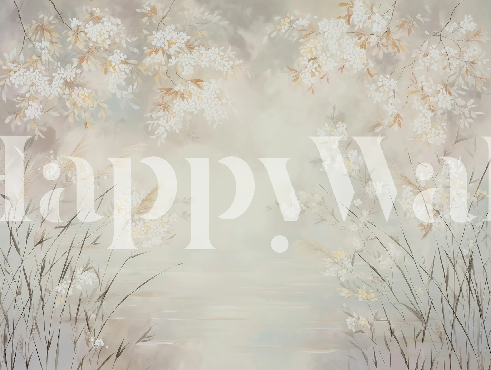 Floral patterns with soft blue background, elegant wallpaper