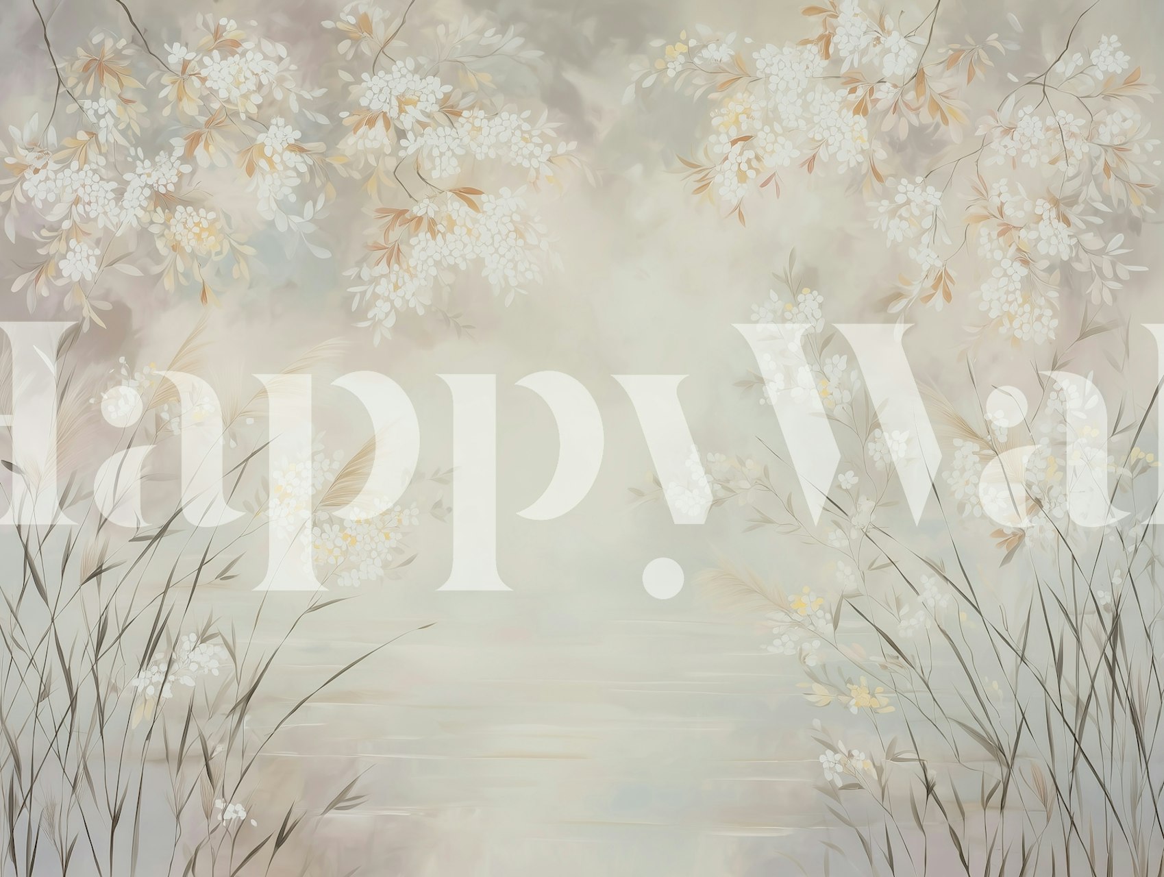 Floral patterns with soft blue background, elegant wallpaper