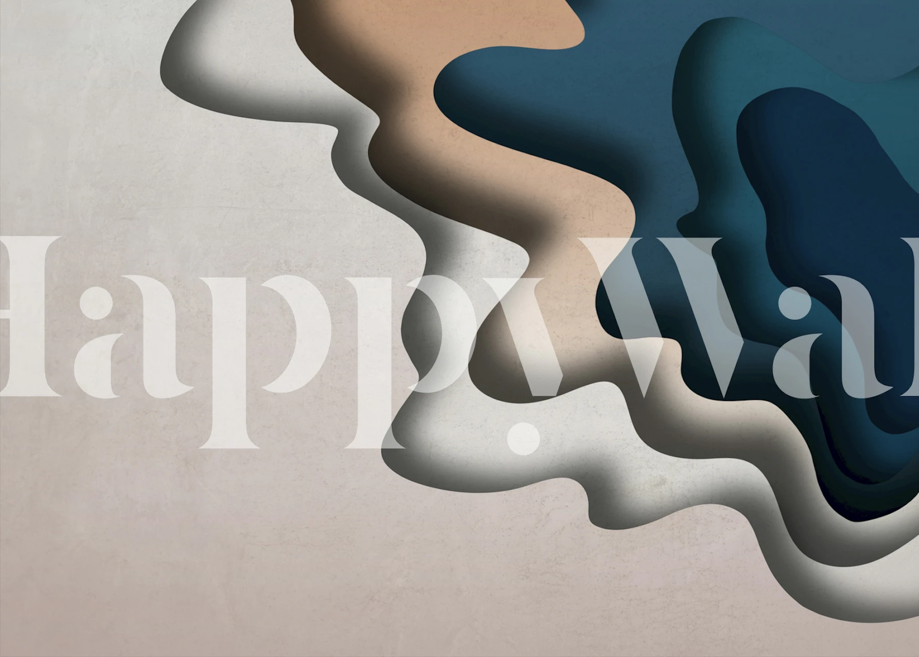 Organic wave patterns in blue, beige, and cream colors, abstract wallpaper