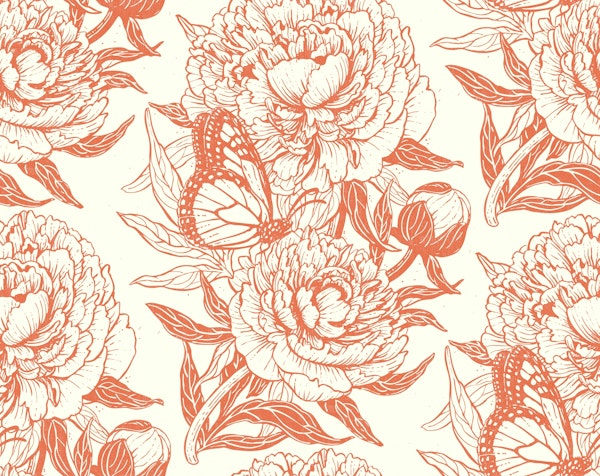 Peonies and butterflies