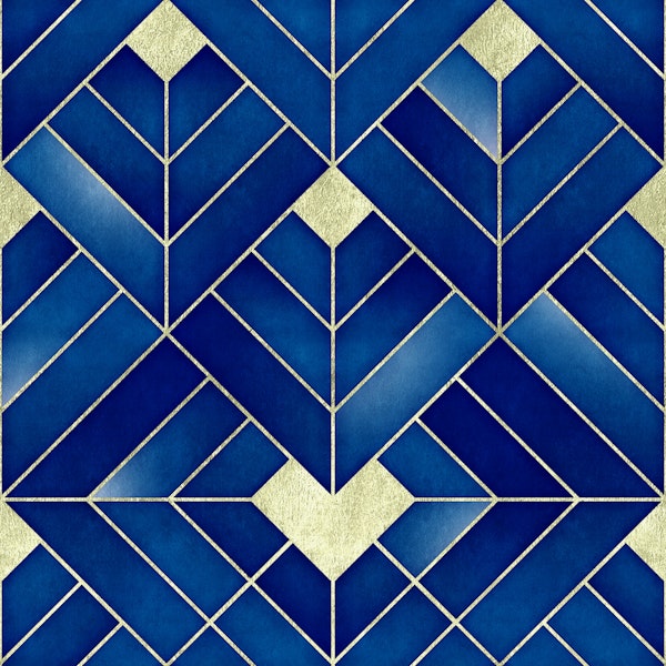 Art Deco Abstract in Sapphire