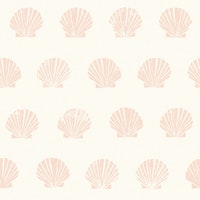 boho block print seashells - peach behang