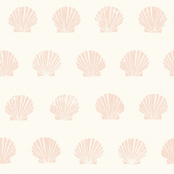 boho block print seashells - peach