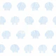 block print seashells - blue and white