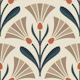Art Deco Floral Fusion in Beige Navy - S