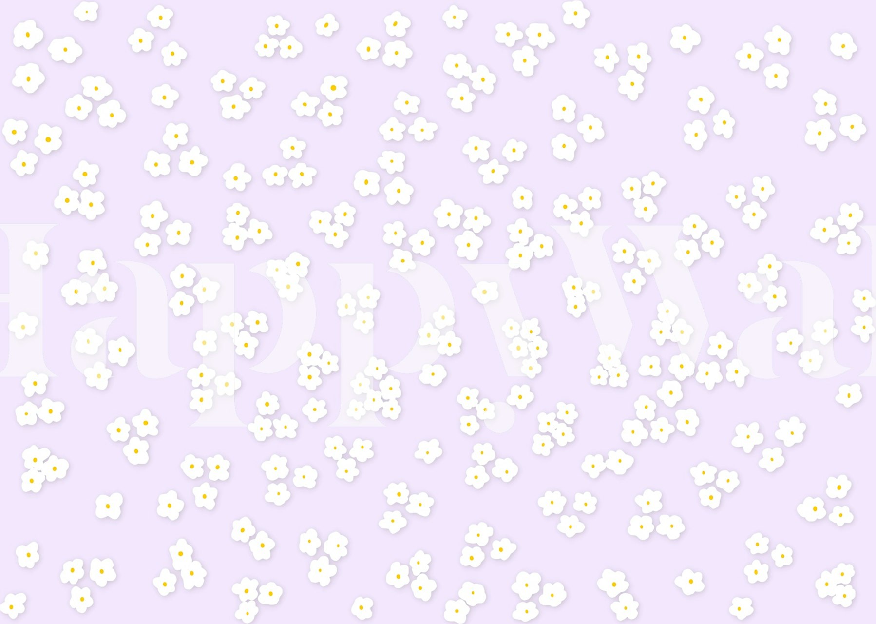 Lavender floral wallpaper featuring small white daisies