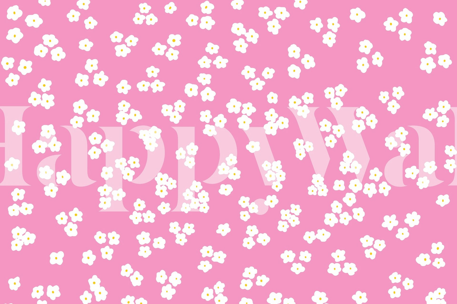 Ταπετσαρία με ροζ φόντο και άσπρα λουλούδια