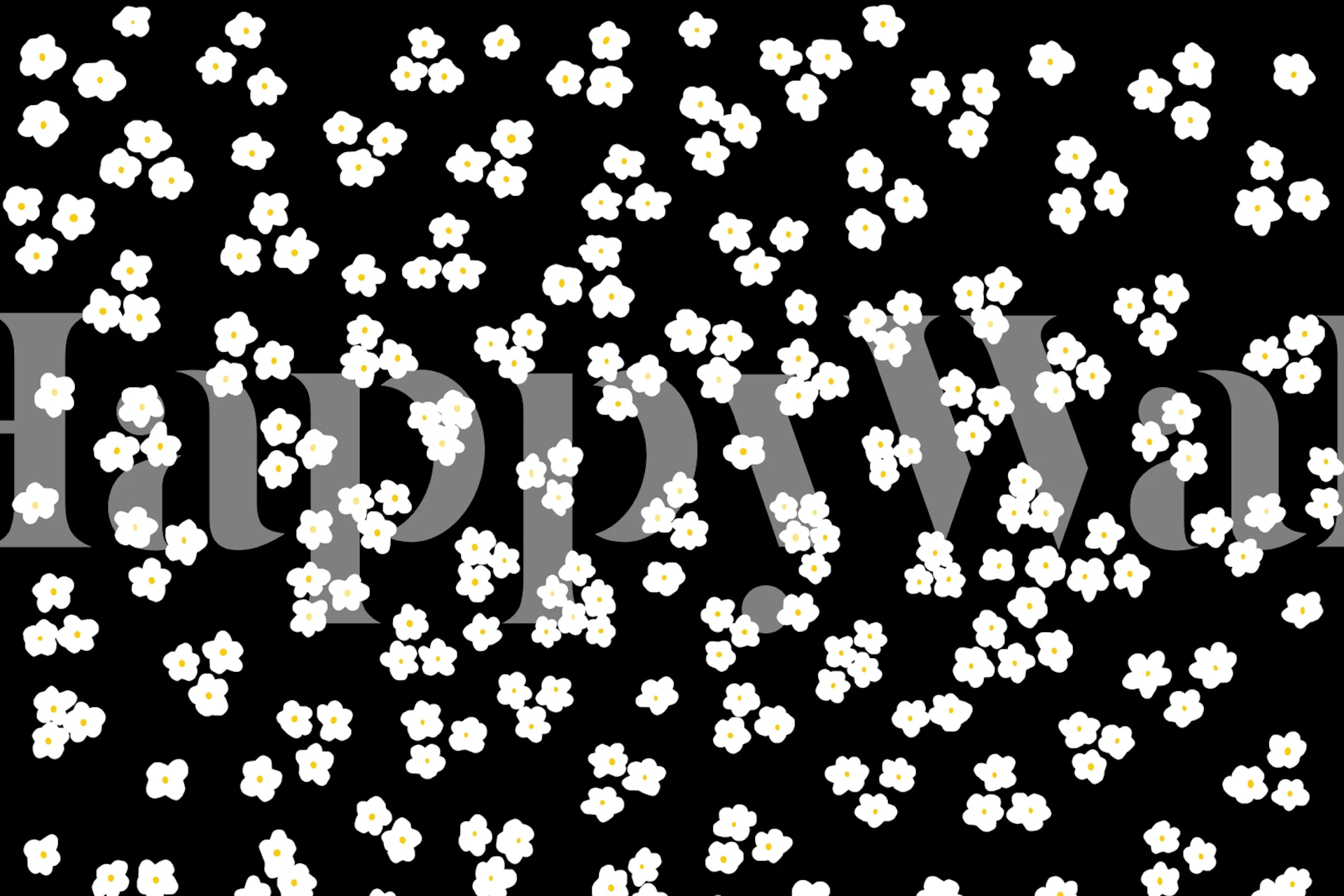 Happy Daisy Black Flower wallpaper in a room