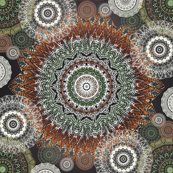 Mandala Dreams Orange Green Yoga Flow