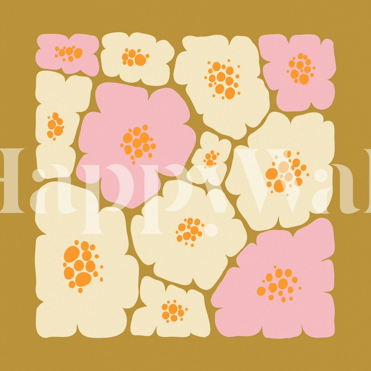 Modern Peach & Pink Floral Delight wallpaper in a room