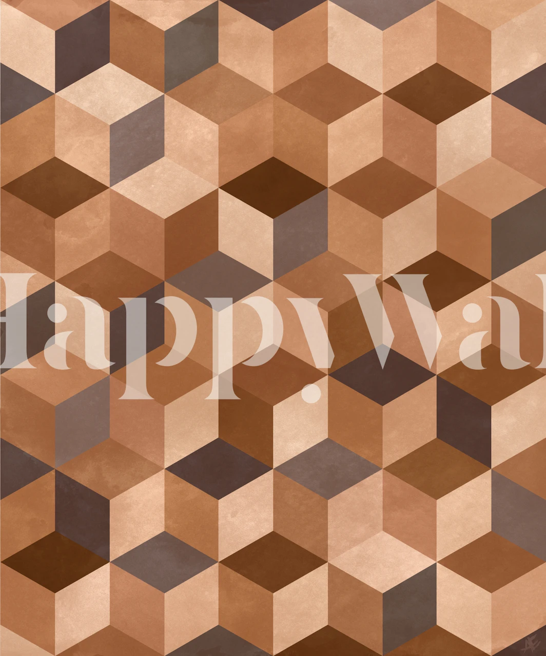 Cubes géométriques abstraits aux tons marron formant une décoration murale à effet 3D