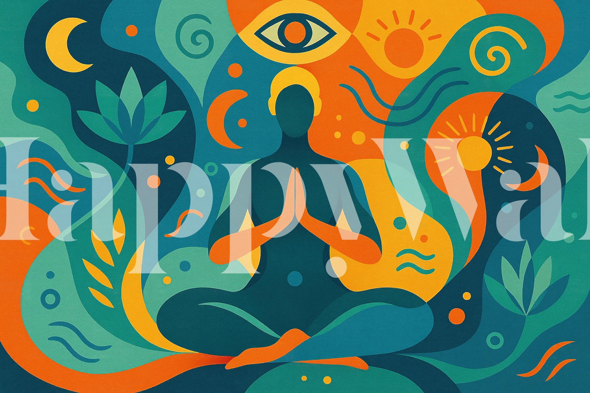 Meditation wallpaper design in a room