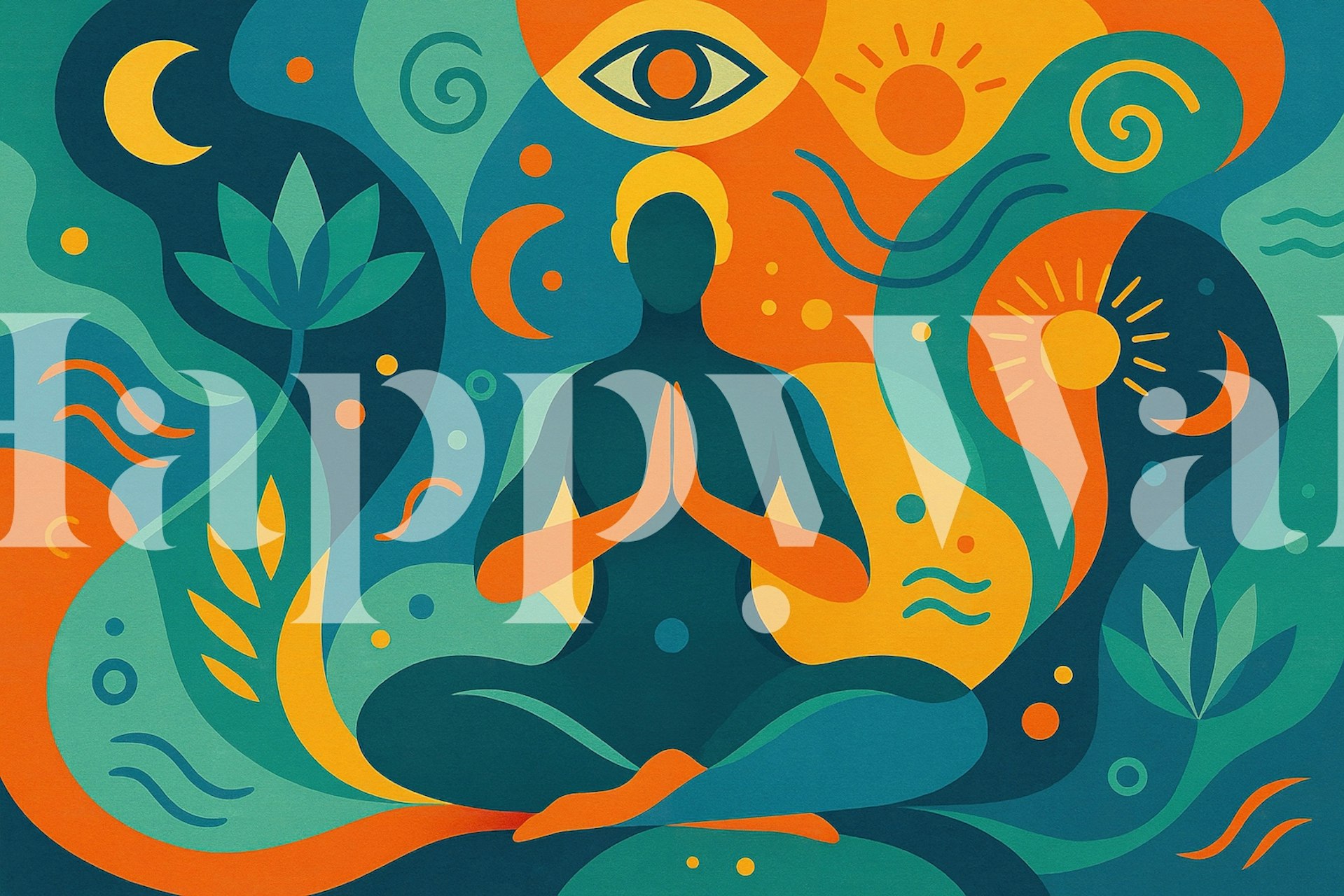 Meditation wallpaper design in a room