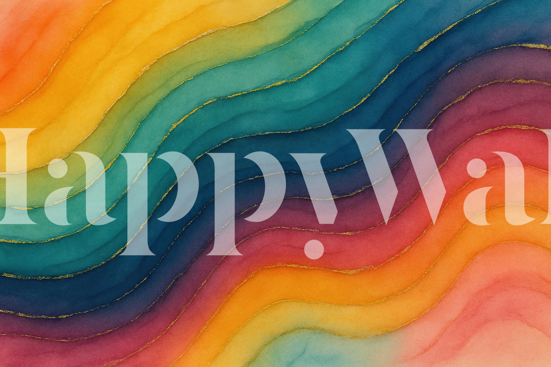 Papel pintado Colorful Rainbow Flow Serenity en una habitación