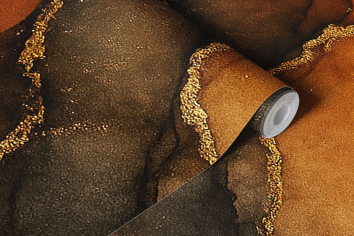 Amber Brown Gold Flow wallpaper roll