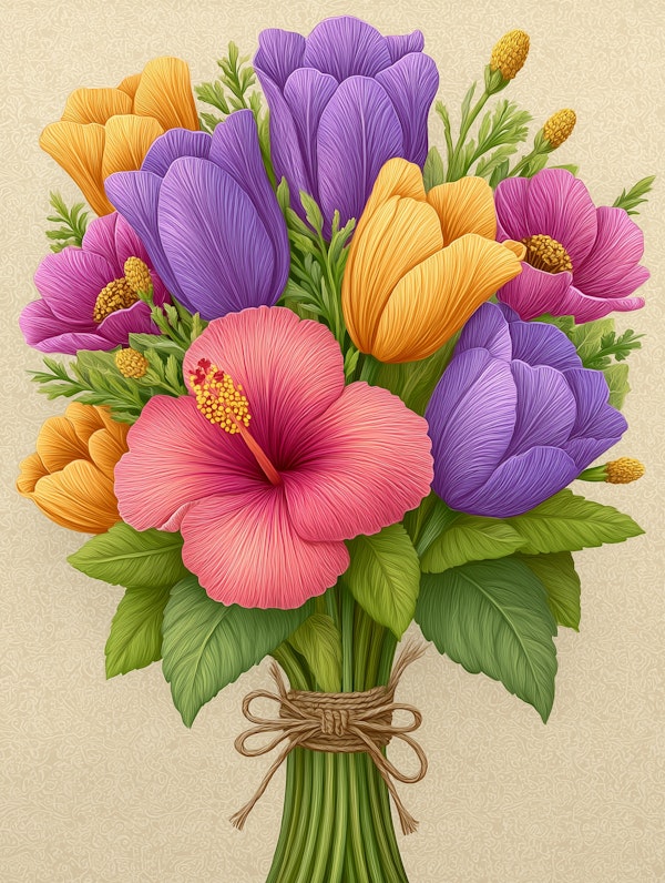 Hibiscus and Tulip Bouquet