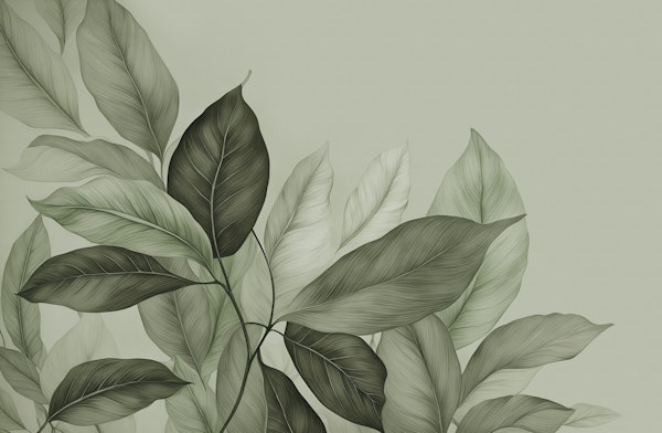 Soft Botanical Foliage Green Tranquility