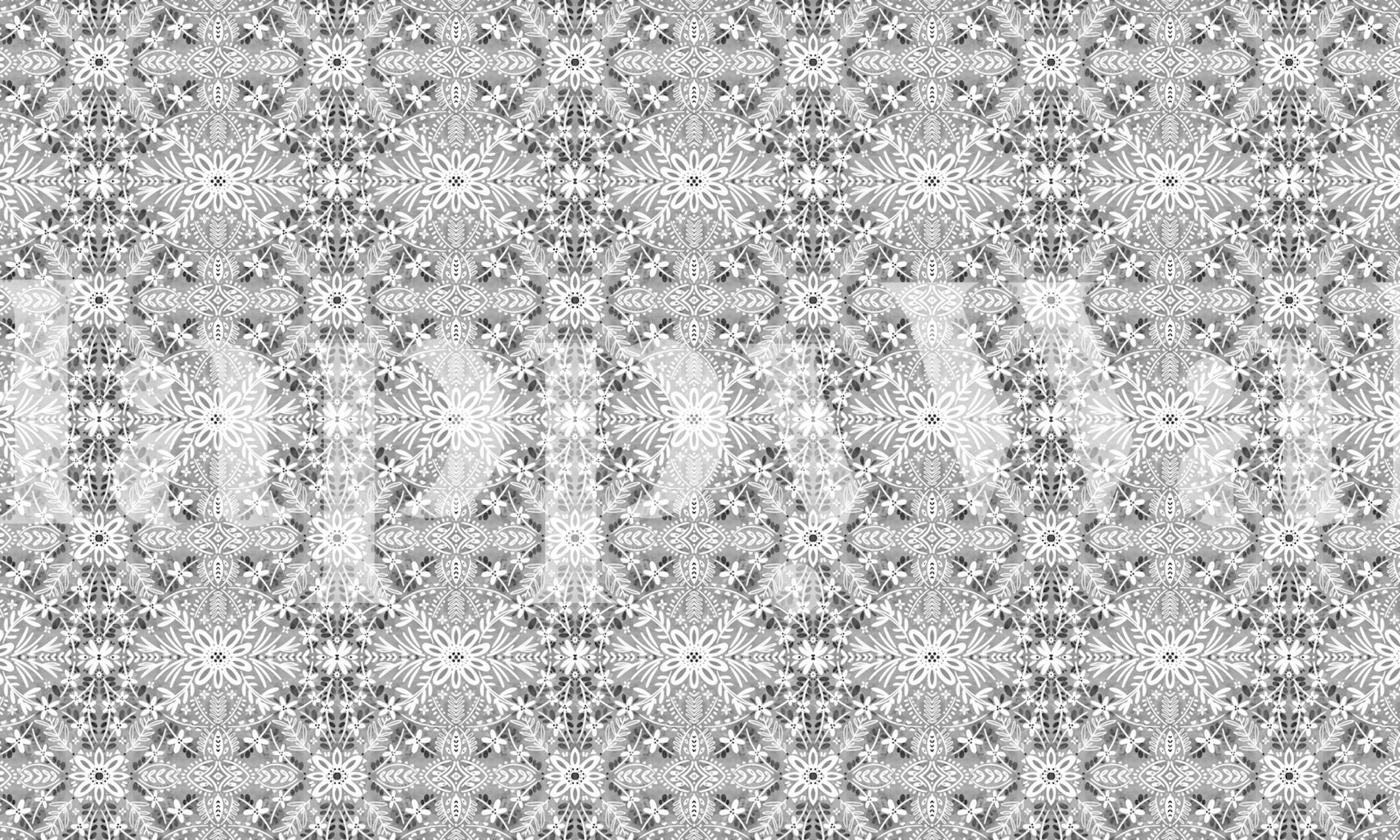 Ταπετσαρία Ornate Grey Florals σε ένα δωμάτιο