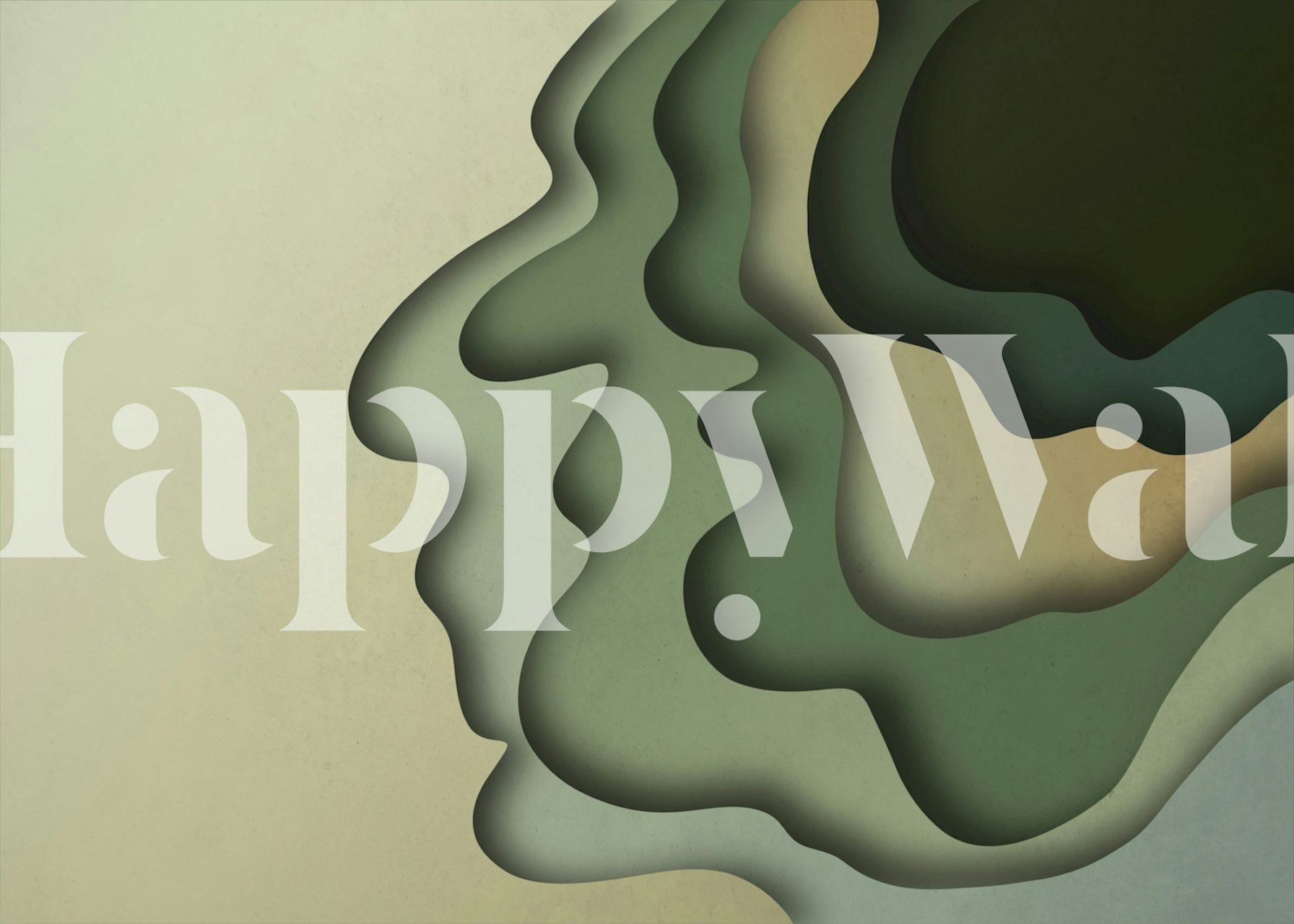 Abstract Green Flow wallpaper in a room