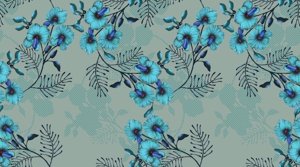 Wedge Pea Wildflower Teal on Sage