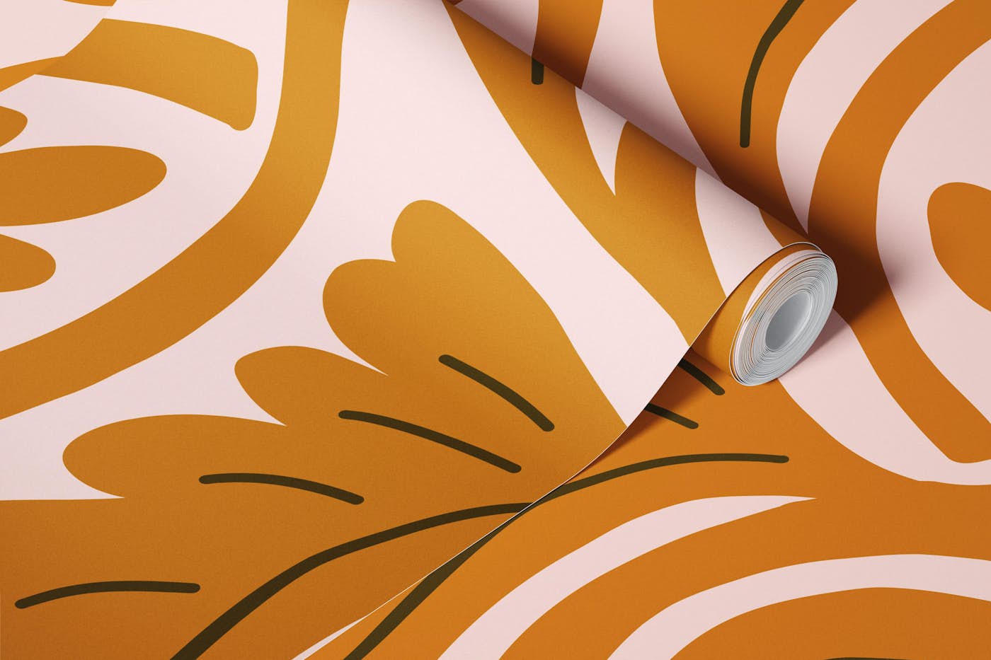 Leafy Pink Delight wallpaper roll