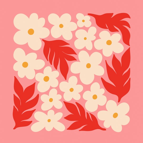 Abstract Floral Harmony on Pink