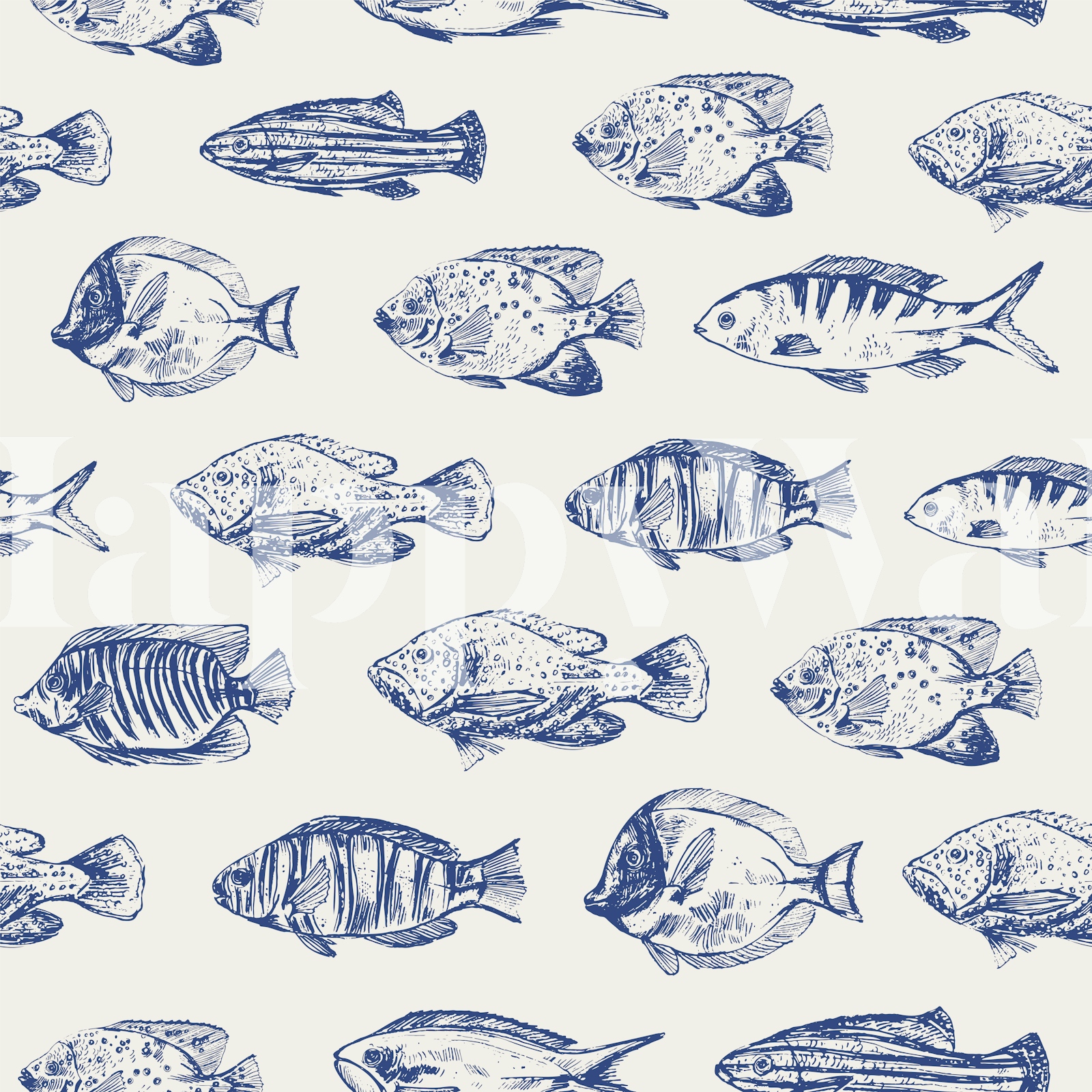 Vintage Fish Wallpaper - Coastal Pattern