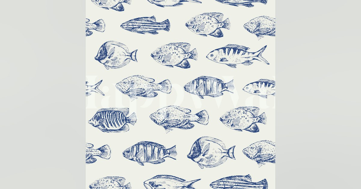 Classic Fish Pattern Vintage Fish Wallpaper - Coastal Pattern